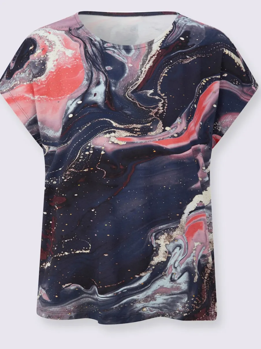 T-shirt à manches courtes avec motif marbré et mancherons