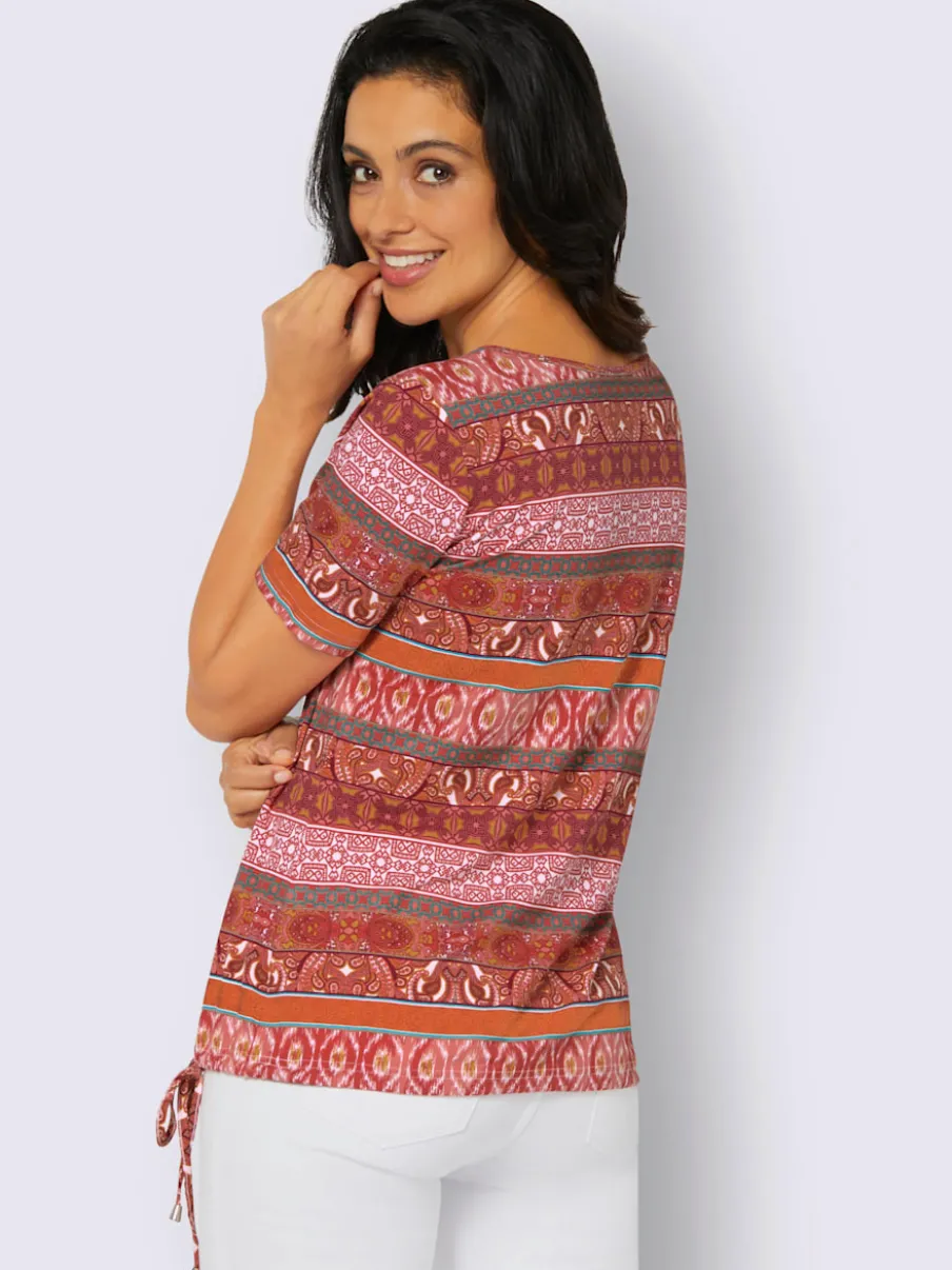 T-shirt à manches courtes avec motif rayé ethnique