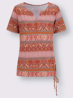T-shirt à manches courtes avec motif rayé ethnique