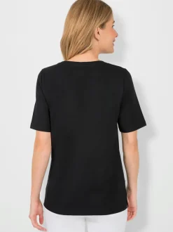 T-shirt à manches courtes avec motif cœur argenté en coton