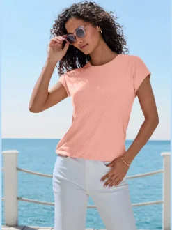 T-shirt à manches courtes avec motif jacquard et encolure ronde