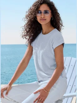 T-shirt à manches courtes avec motif jacquard et encolure ronde