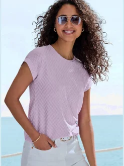 T-shirt à manches courtes avec motif jacquard et encolure ronde