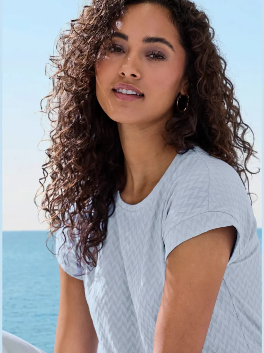 T-shirt à manches courtes avec motif jacquard et encolure ronde
