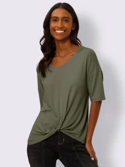 T-shirt à manches courtes avec nœud et encolure V