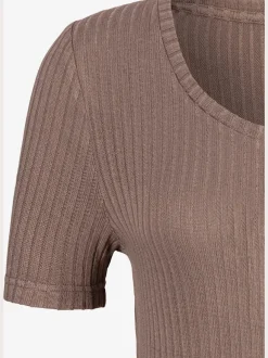 T-shirt à manches courtes avec patte de boutonnage et boutons imitation corne