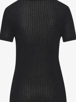 T-shirt à manches courtes avec patte de boutonnage et boutons imitation corne