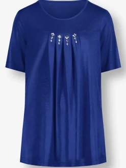 T-shirt à manches courtes avec plis creux et petites pierres