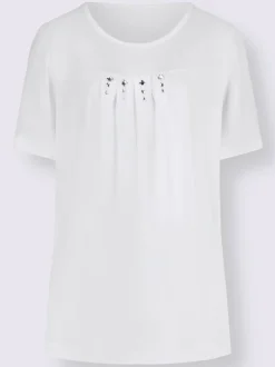 T-shirt à manches courtes avec plis creux et petites pierres