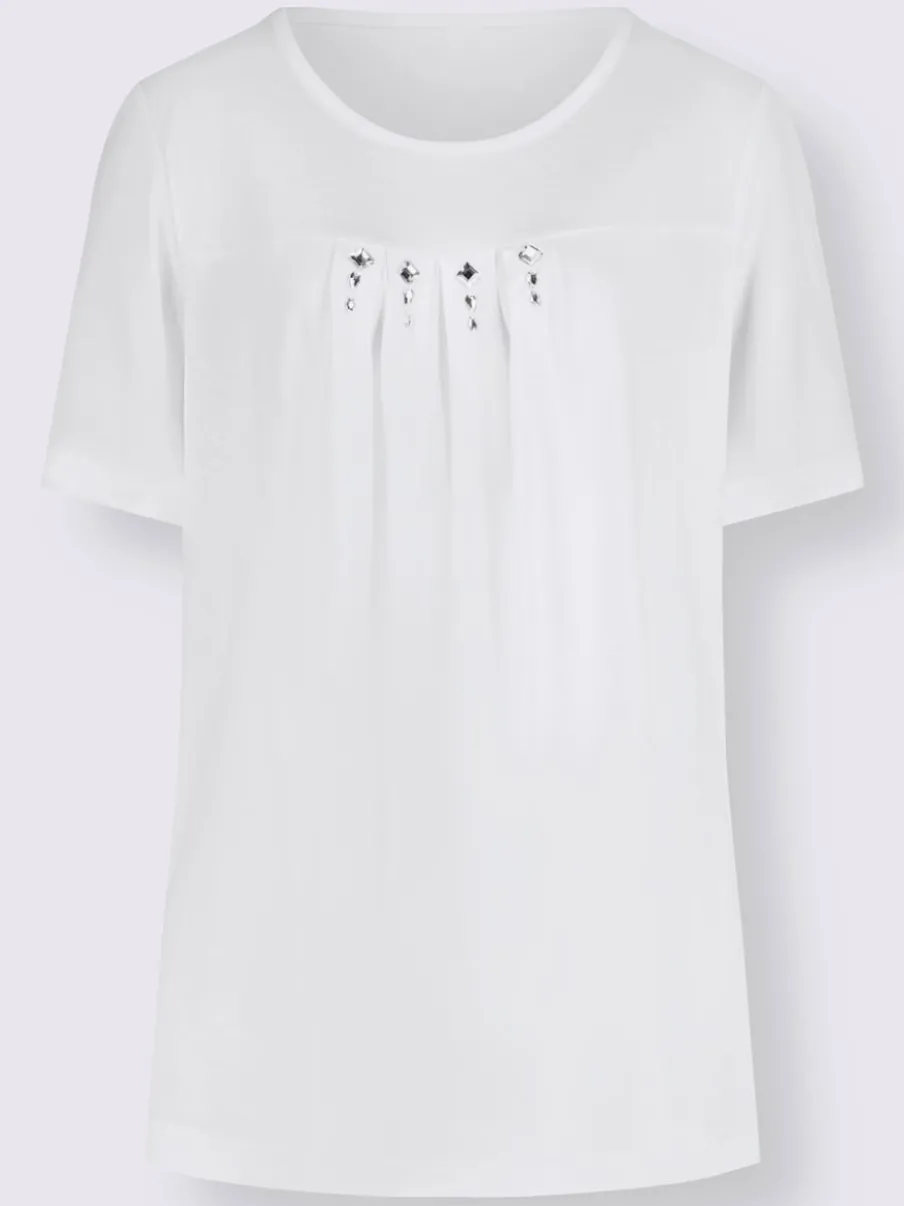 T-shirt à manches courtes avec plis creux et petites pierres