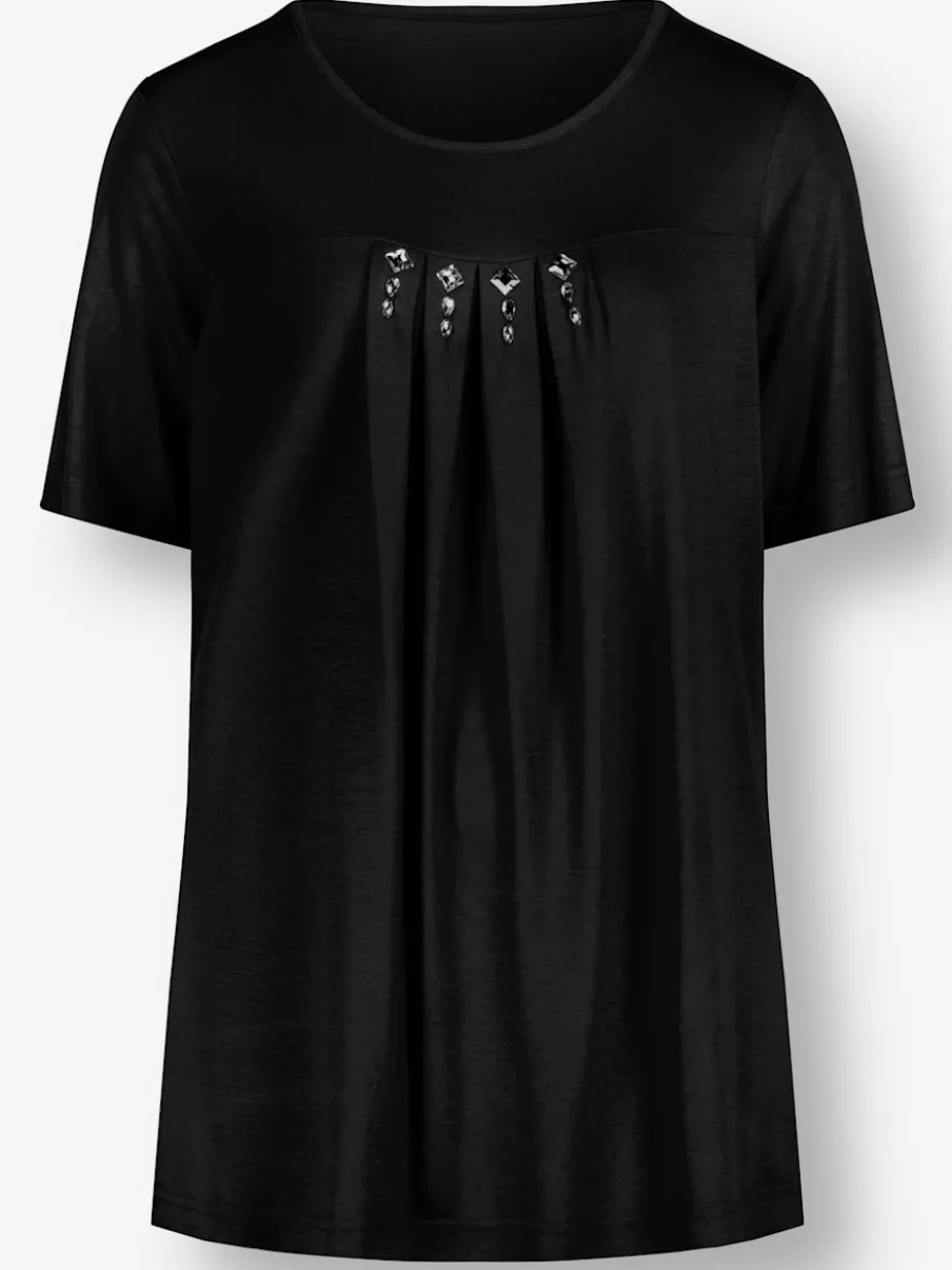 T-shirt à manches courtes avec plis creux et petites pierres