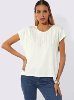 T-shirt à manches courtes avec petites pierres brillantes