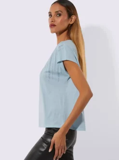 T-shirt à manches courtes avec petites pierres brillantes