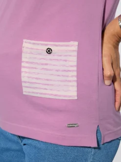 T-shirt à manches courtes avec poches rayées contrastées