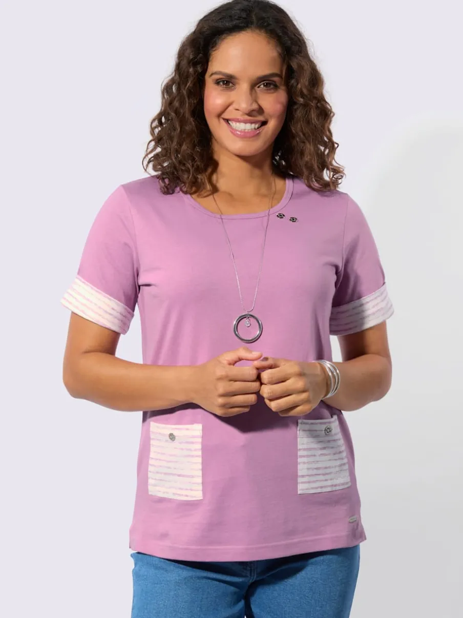 T-shirt à manches courtes avec poches rayées contrastées