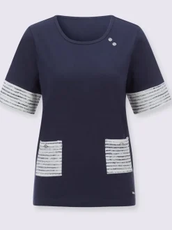 T-shirt à manches courtes avec poches rayées contrastées