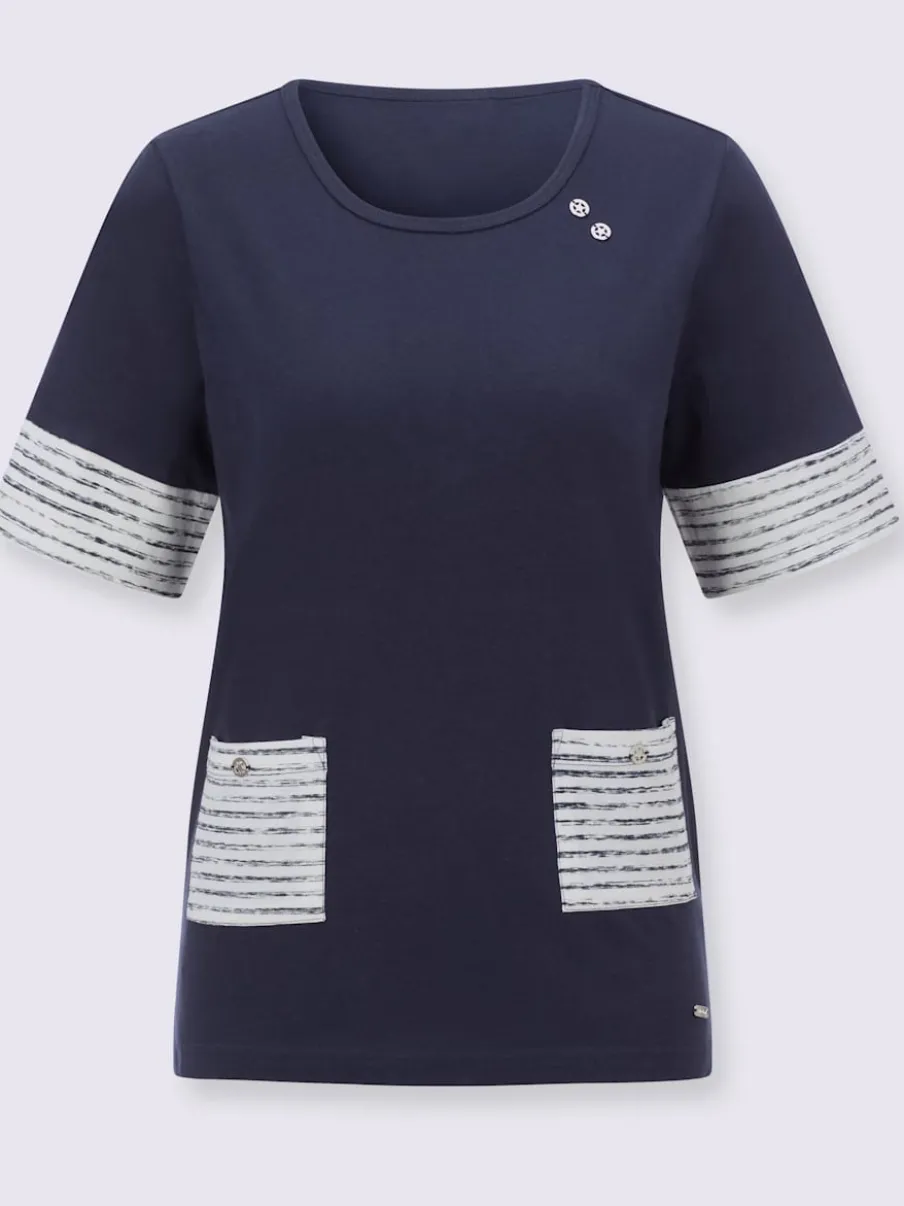 T-shirt à manches courtes avec poches rayées contrastées