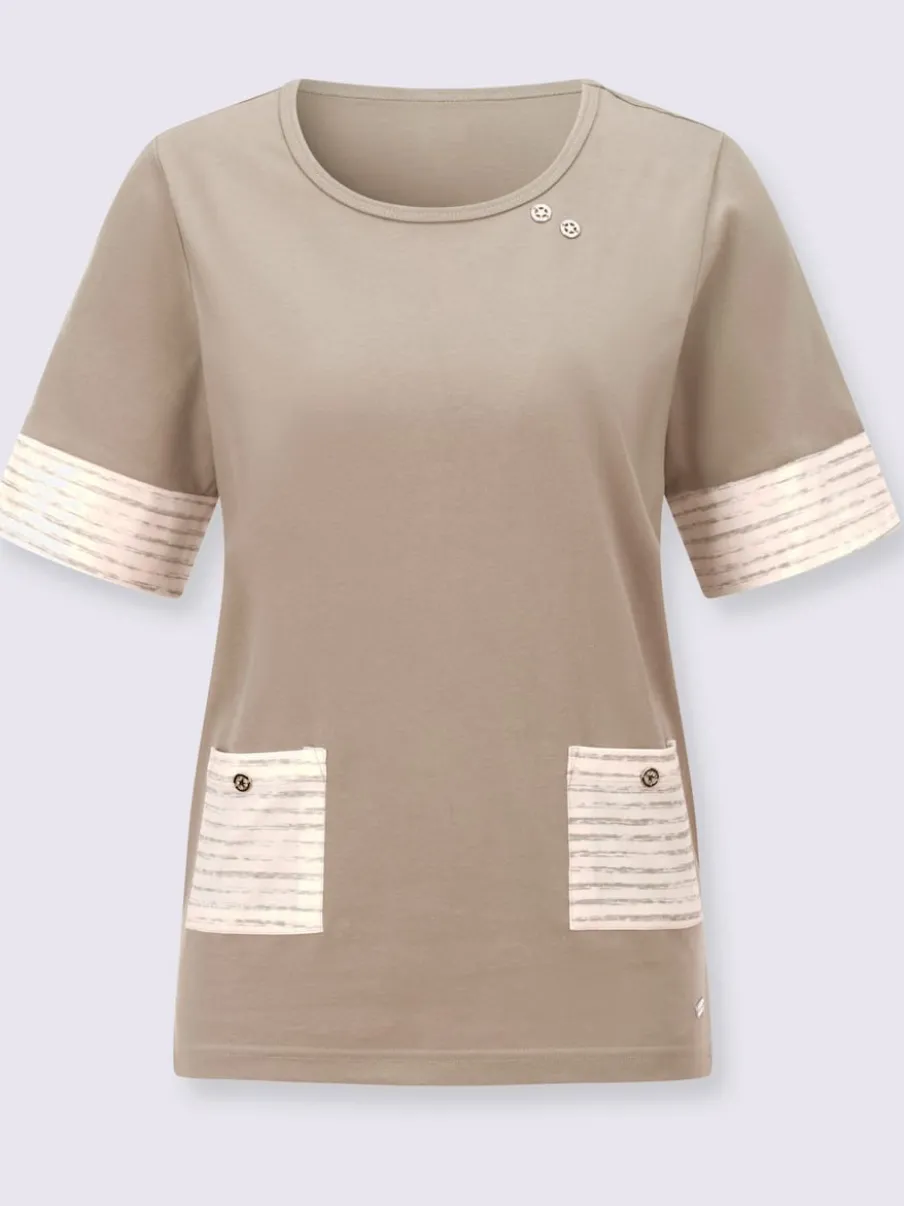 T-shirt à manches courtes avec poches rayées contrastées