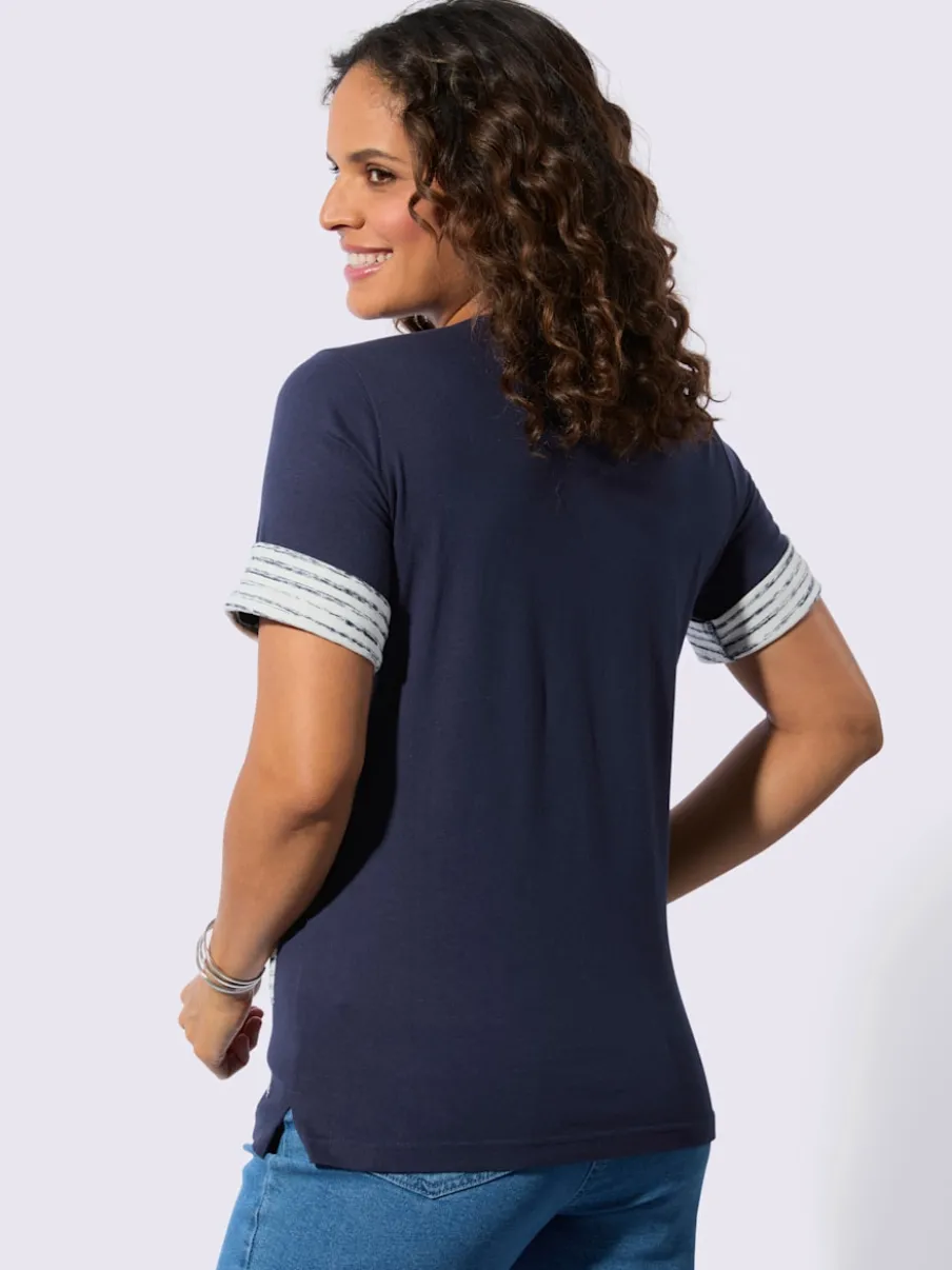 T-shirt à manches courtes avec poches rayées contrastées