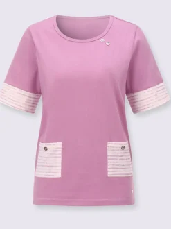 T-shirt à manches courtes avec poches rayées contrastées