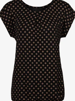 T-shirt à manches courtes avec plis et motif géométrique