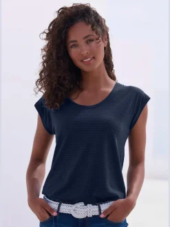 T-shirt à manches courtes avec rayures et col arrondi