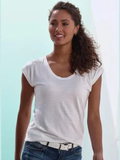T-shirt à manches courtes avec rayures et col arrondi