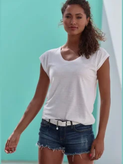 T-shirt à manches courtes avec rayures et col arrondi