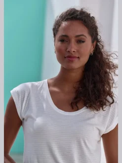 T-shirt à manches courtes avec rayures et col arrondi
