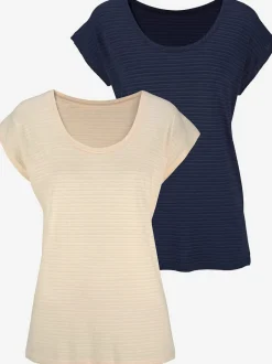 T-shirt à manches courtes avec rayures dévorées et coupe arrondie