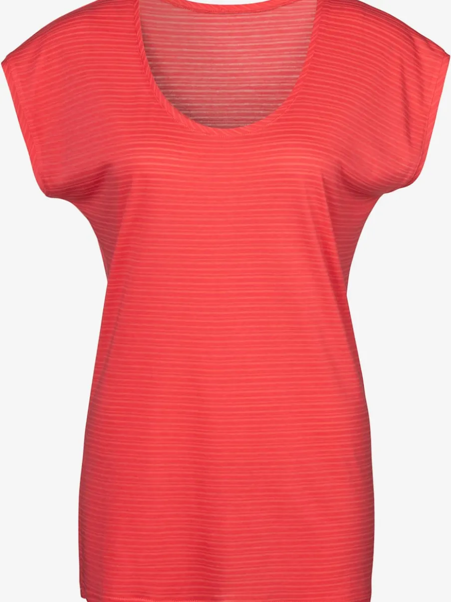 T-shirt à manches courtes avec rayures dévorées et coupe arrondie