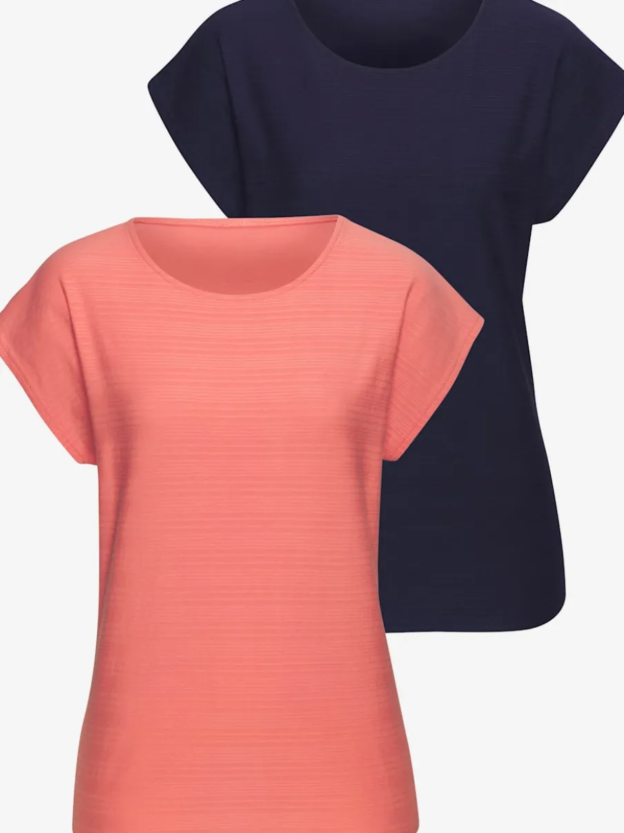 T-shirt à manches courtes avec structure rayée en coton doux