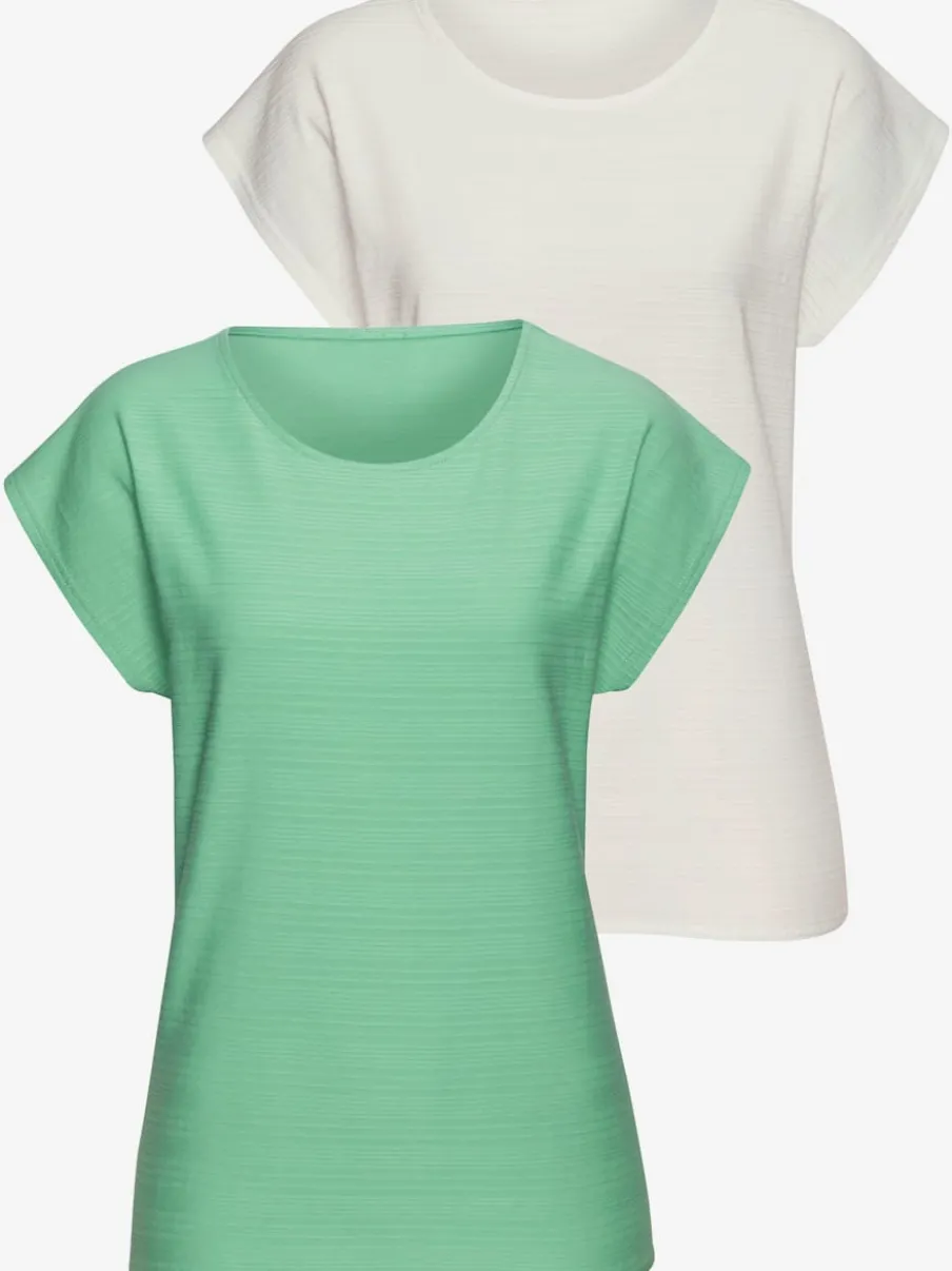 T-shirt à manches courtes avec structure rayée en coton doux