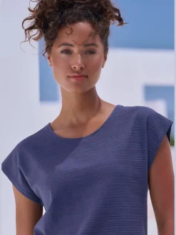 T-shirt à manches courtes avec structure rayée en coton doux