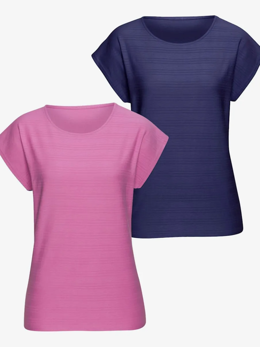 T-shirt à manches courtes avec structure rayée en coton doux