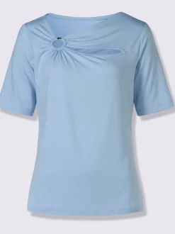 T-shirt à manches courtes col asymétrique avec découpe raffinée