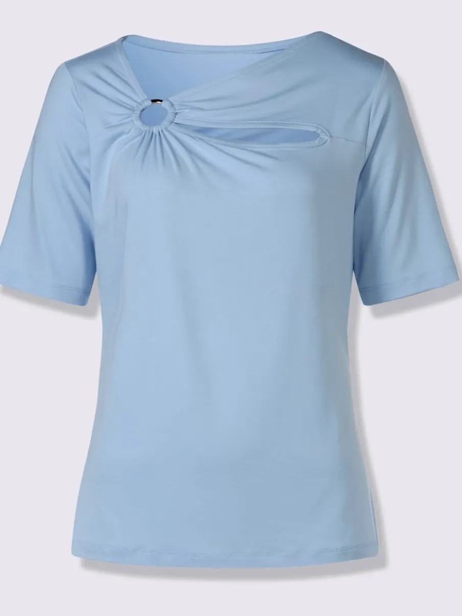 T-shirt à manches courtes col asymétrique avec découpe raffinée