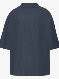 T-shirt à manches courtes col montant en crêpe structurée