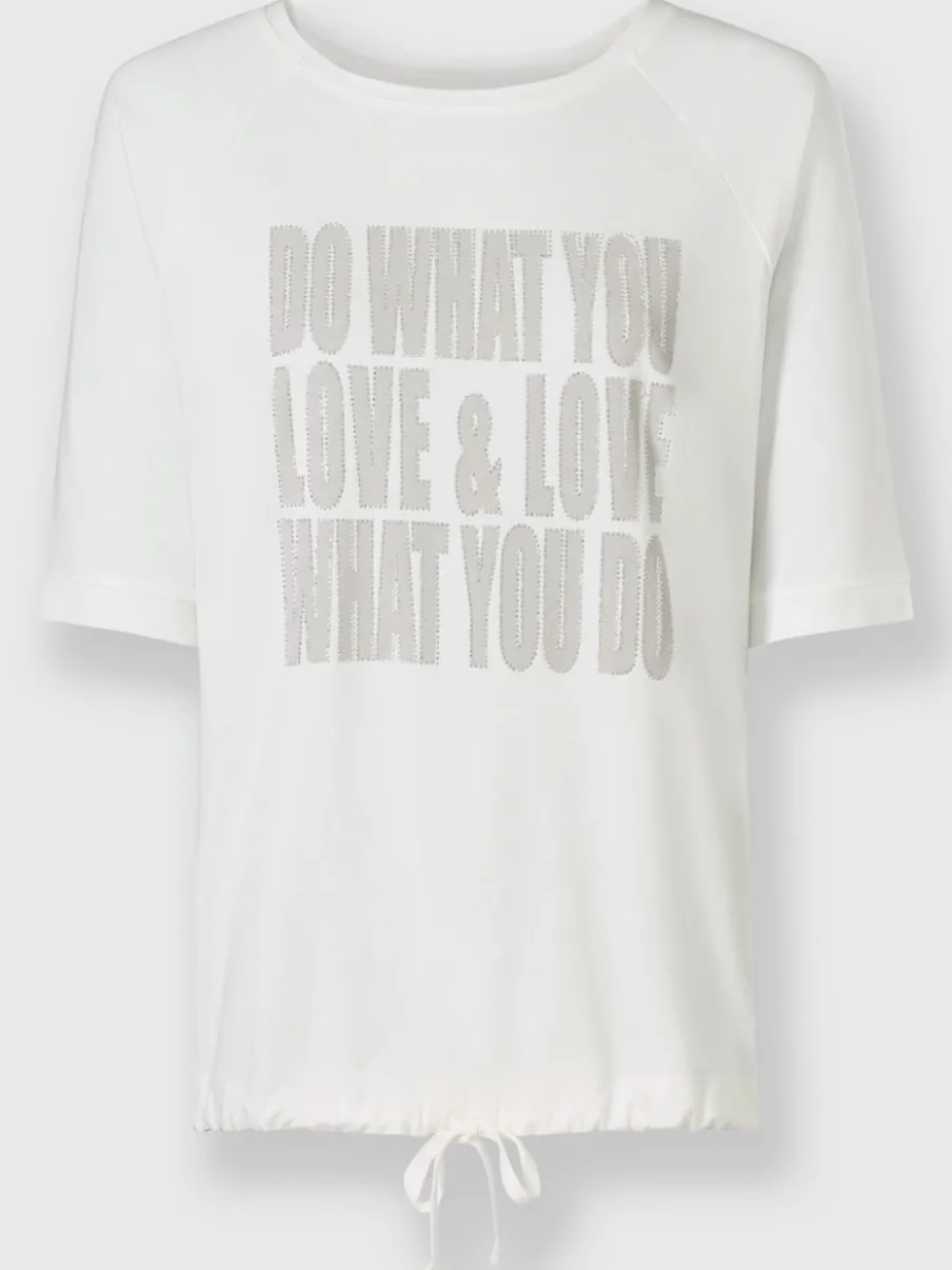 T-shirt à manches courtes col rond avec inscription brillante