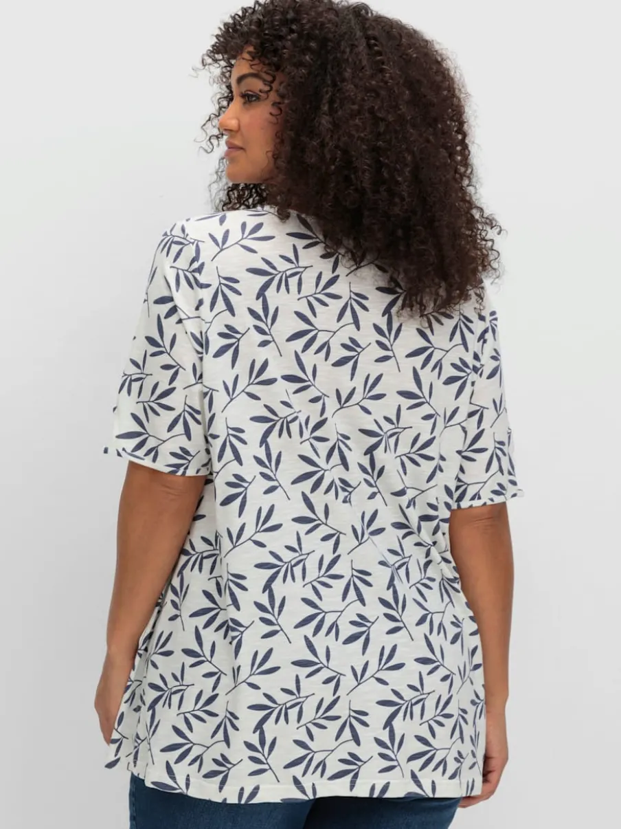 T-shirt à manches courtes découpe avec perles décoratives à l'encolure