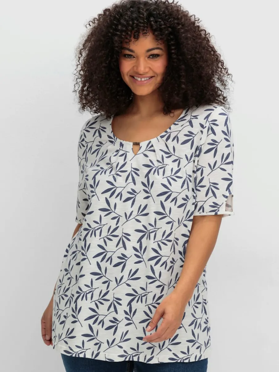T-shirt à manches courtes découpe avec perles décoratives à l'encolure