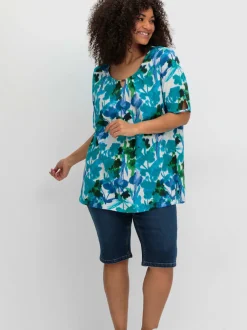 T-shirt à manches courtes découpe avec perles décoratives à l'encolure