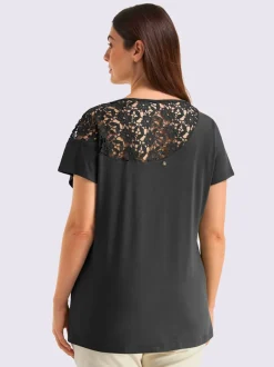 T-shirt à manches courtes empiècement en dentelle
