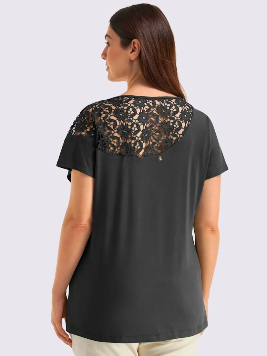 T-shirt à manches courtes empiècement en dentelle