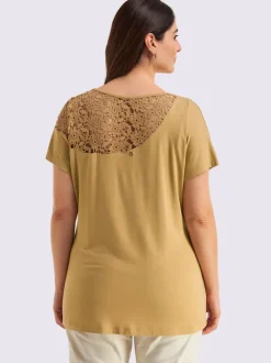 T-shirt à manches courtes empiècement en dentelle
