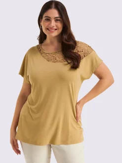 T-shirt à manches courtes empiècement en dentelle