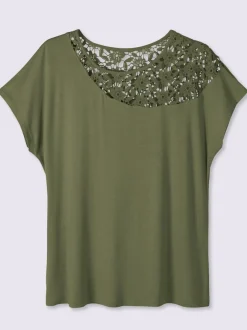 T-shirt à manches courtes empiècement en dentelle