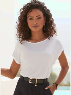 T-shirt à manches courtes encolure ronde avec forme fluide.