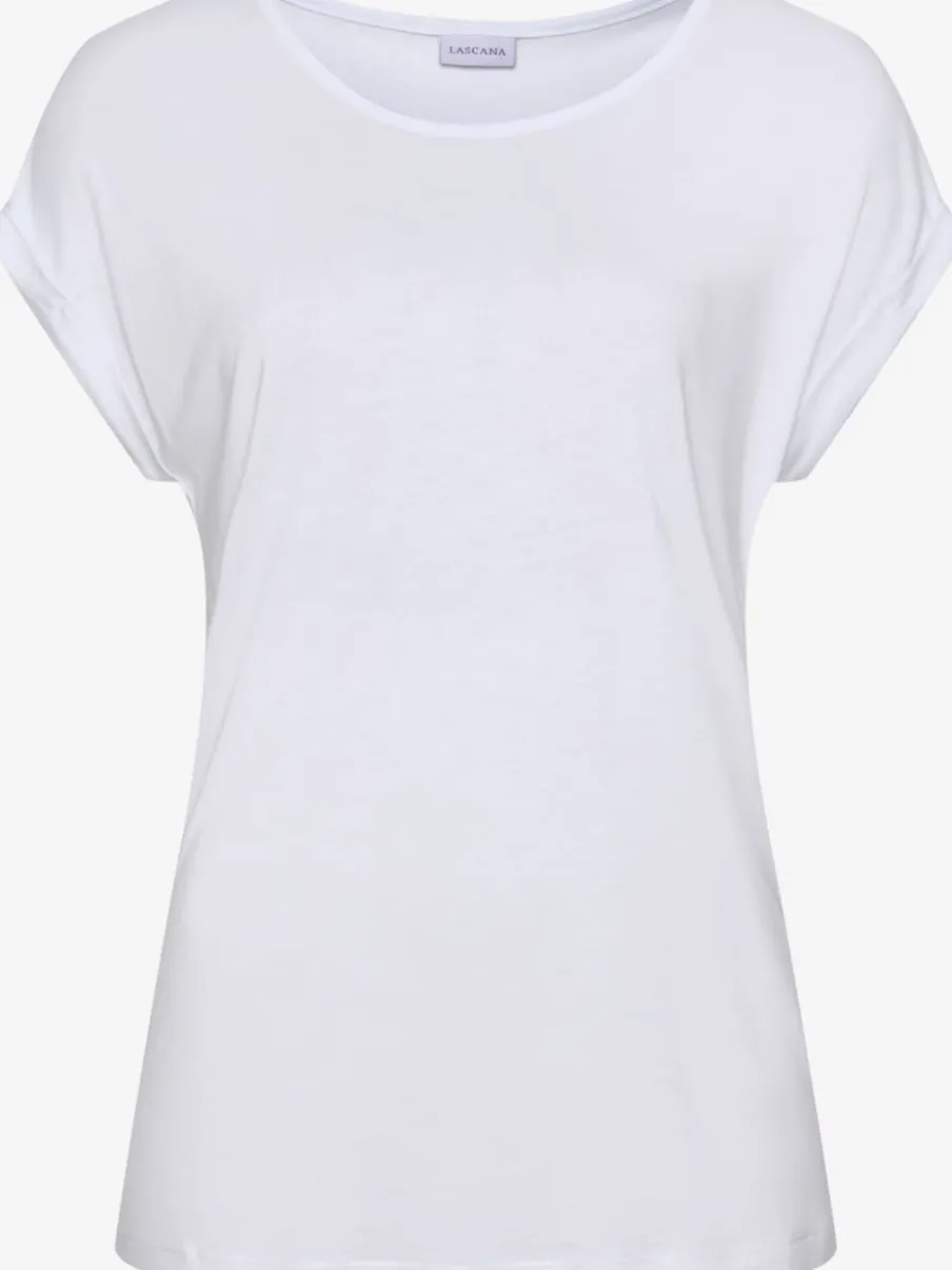 T-shirt à manches courtes encolure ronde avec forme fluide.