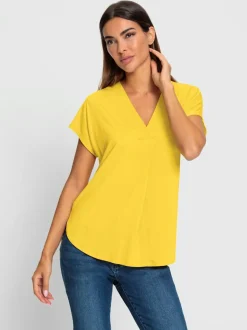 T-shirt à manches courtes encolure en V chevauchante